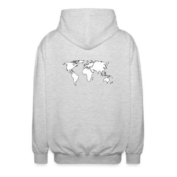 world - Unisex Hooded Jacket - light heather grey - Back - AI Model Male 185 light (185cm)