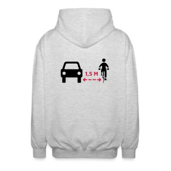Abstand halten! - Unisex Kapuzenjacke - Hellgrau meliert - Hinten - AI Model Male 185 light (185cm)