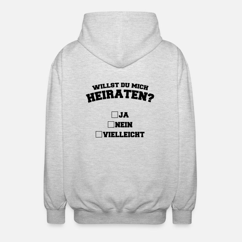 willst_du_mich_heiraten_1 - Unisex Kapuzenjacke - Hellgrau meliert