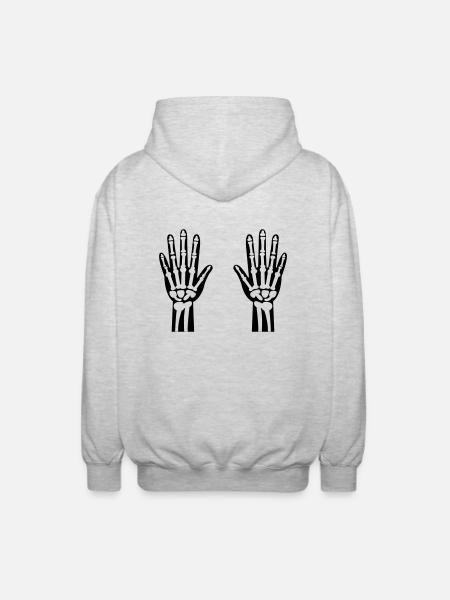 Skeleton Hands 01 - Unisex Hooded Jacket - light heather grey