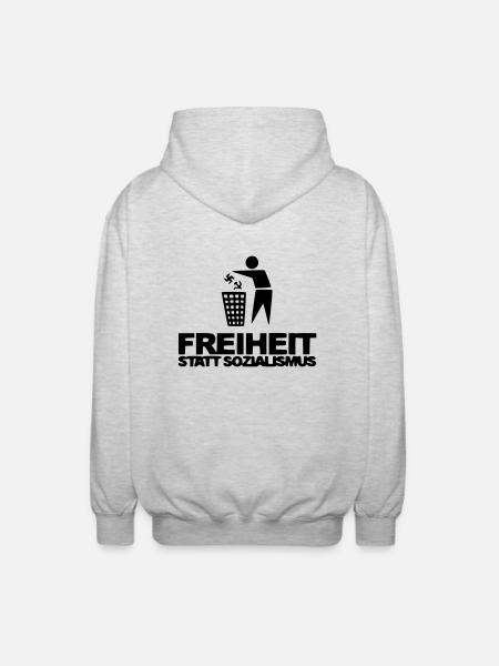 Freiheit statt Sozialismus - Unisex Kapuzenjacke - Hellgrau meliert