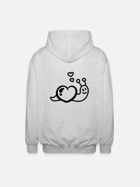 Heart worm - Line - Unisex Hooded Jacket - light heather grey