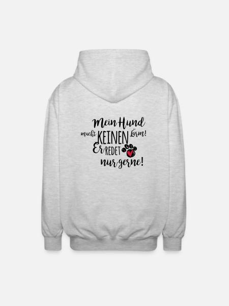 Mein Hund redet... - Unisex Kapuzenjacke - Hellgrau meliert