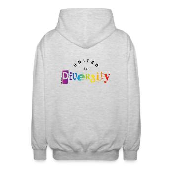 diversity/ Vielfalt 2 - Unisex Kapuzenjacke - Hellgrau meliert - Hinten - AI Model Male 185 light (185cm)