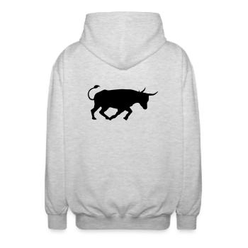 taureau de combat andalousie espagnol basque bull - Veste à capuche unisexe - gris clair chiné - Dos - AI Model Male 185 light (185cm)