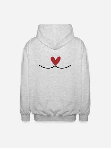 Heart Connection Line - Unisex Hooded Jacket - light heather grey