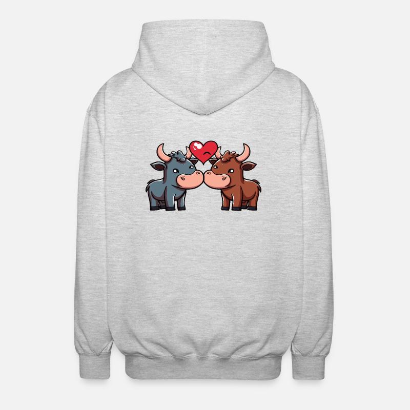 Couple Taureau Saint-Valentin - Veste à capuche unisexe - gris clair chiné
