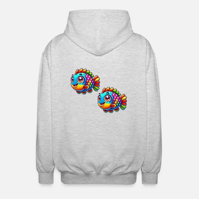 Fisch Comic - Unisex Kapuzenjacke - Hellgrau meliert