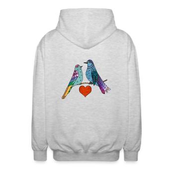 Bunte Vögel - Unisex Kapuzenjacke - Hellgrau meliert - Hinten - AI Model Male 185 light (185cm)
