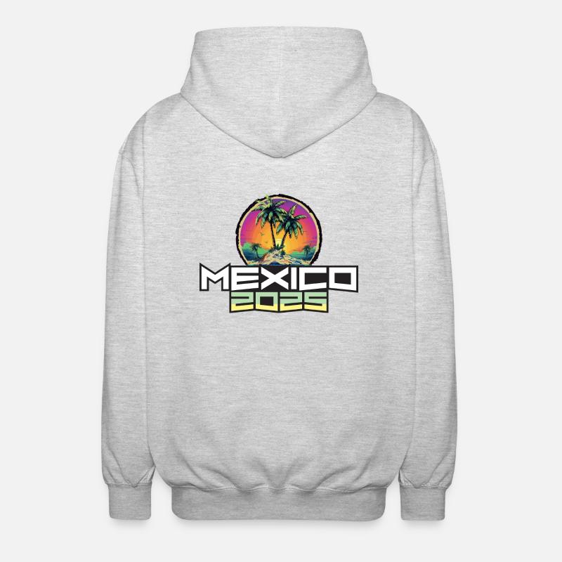 Mexique 2025 Palmiers de vacances - Veste à capuche unisexe - gris clair chiné