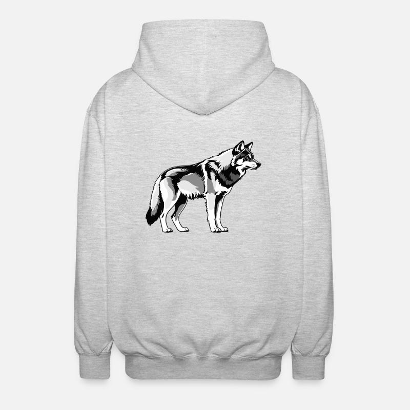 Wolf - Cute Dog Design - Unisex Kapuzenjacke - Hellgrau meliert