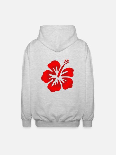 Hibiscus Red - Unisex Hooded Jacket - light heather grey
