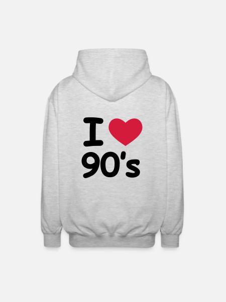 I Love 90's - Unisex hættejakke. - lysegrå meleret