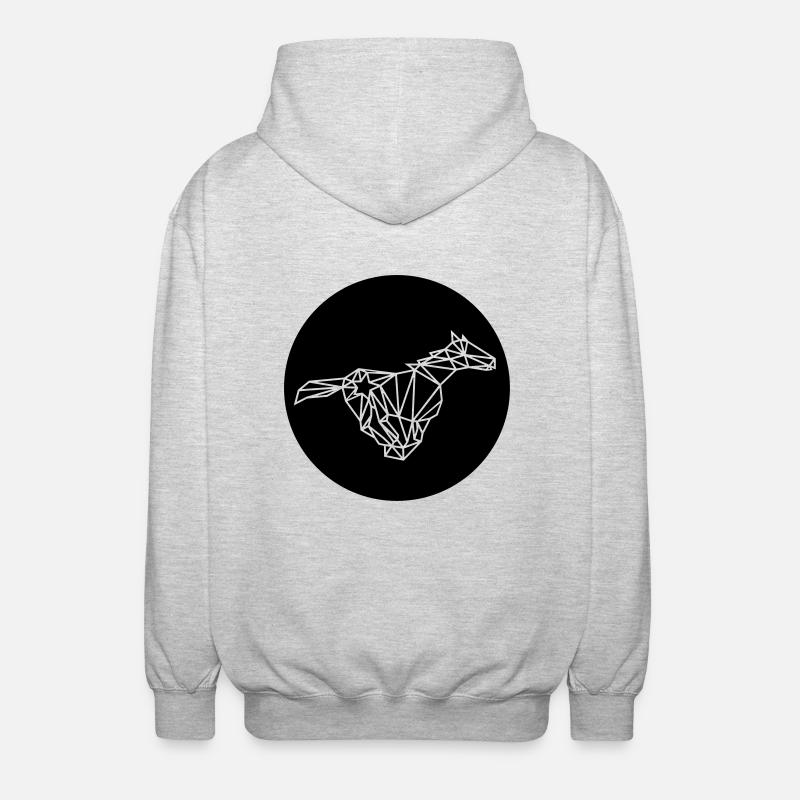 Polygon Pferd Kreis - Unisex Kapuzenjacke - Hellgrau meliert