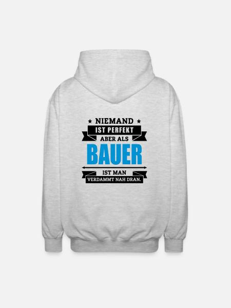 Funshirt Bauer - Unisex Kapuzenjacke - Hellgrau meliert
