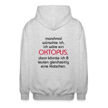 Oktopus - Unisex Kapuzenjacke - Hellgrau meliert - Hinten - AI Model Male 185 light (185cm)