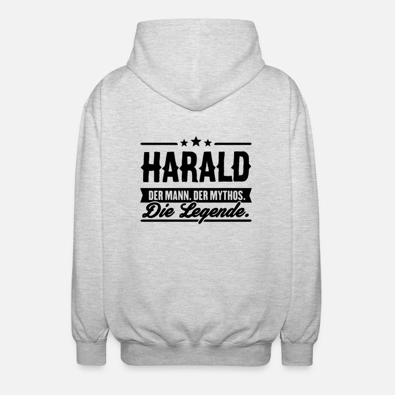 Mann Mythos Legende Harald - Unisex Kapuzenjacke - Hellgrau meliert