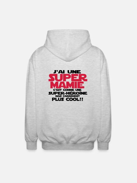 j'ai une super mamie - Veste à capuche unisexe - gris clair chiné