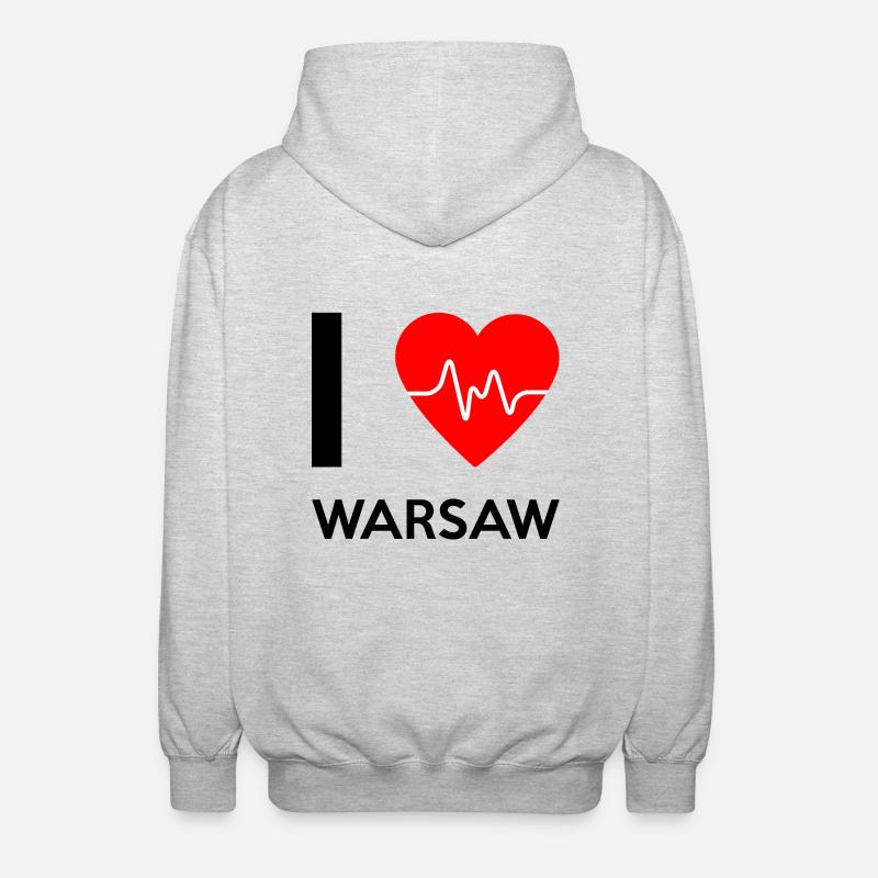 J'aime Varsovie - J'adore Varsovie - Veste à capuche unisexe - gris clair chiné