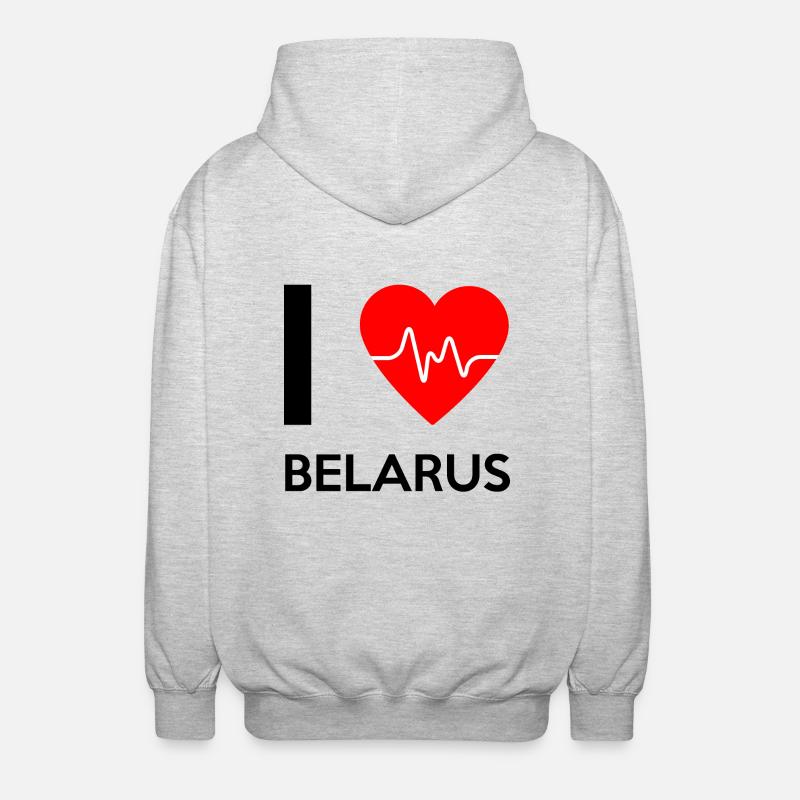 J'aime Belarus - I Love Belarus - Veste à capuche unisexe - gris clair chiné