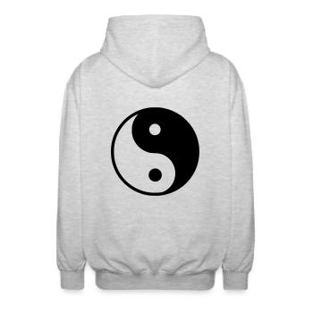Yin yang - Veste à capuche unisexe - gris clair chiné - Dos - AI Model Male 185 light (185cm)