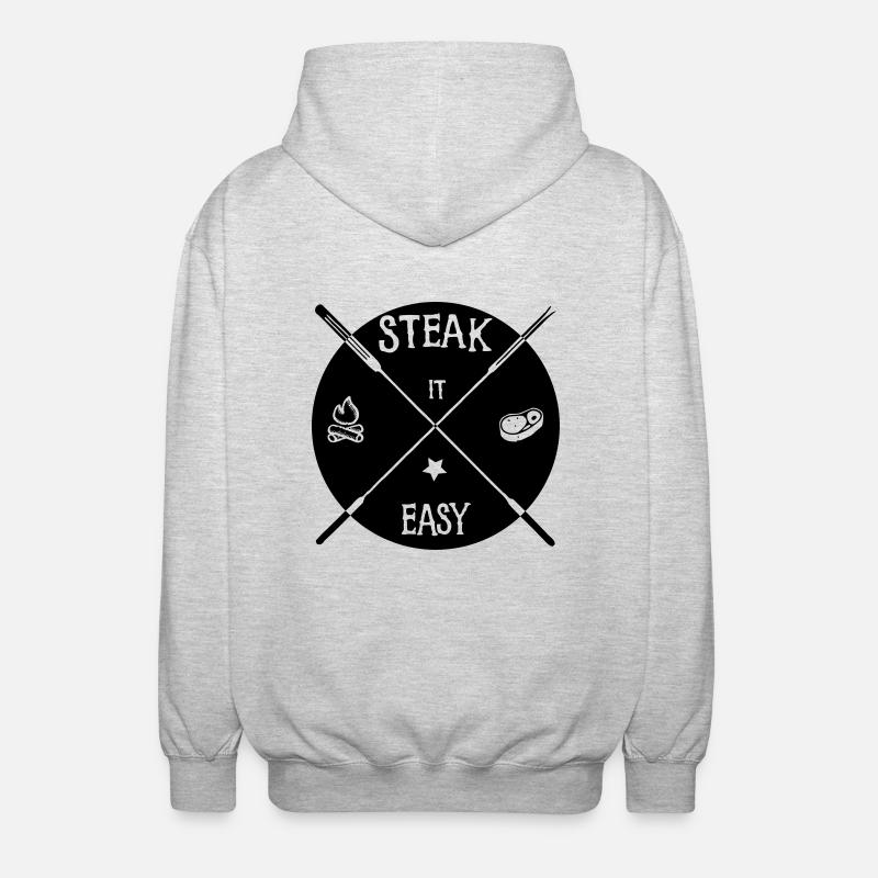 steak it easy_solid - Unisex Kapuzenjacke - Hellgrau meliert
