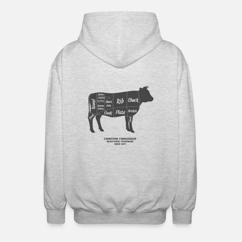 Fleischteile beim Rind - Unisex Kapuzenjacke - Hellgrau meliert