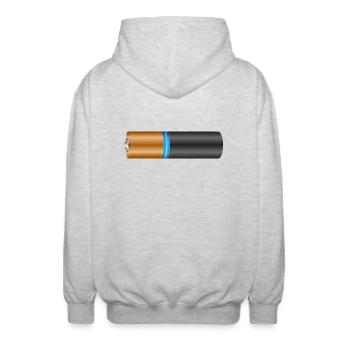 battery - Unisex Hooded Jacket - light heather grey - Back - AI Model Male 185 light (185cm)