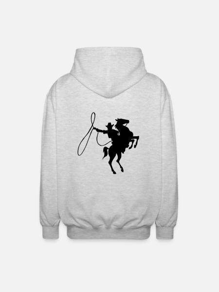 Cowboy auf Pferd - Unisex Kapuzenjacke - Hellgrau meliert