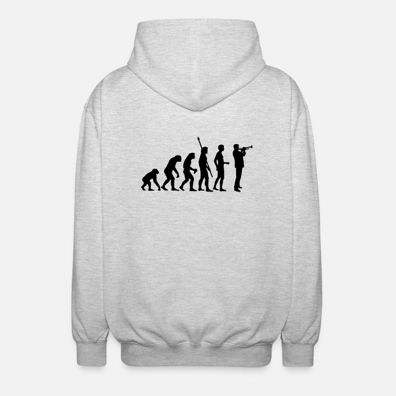 evolution_trompeter - Veste à capuche unisexe - gris clair chiné