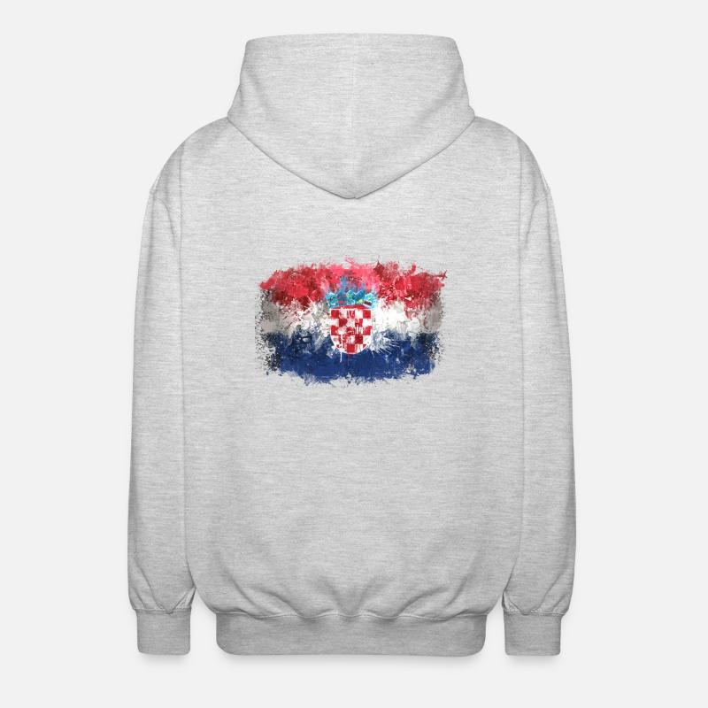Drapeau croate Graffiti - Veste à capuche unisexe - gris clair chiné