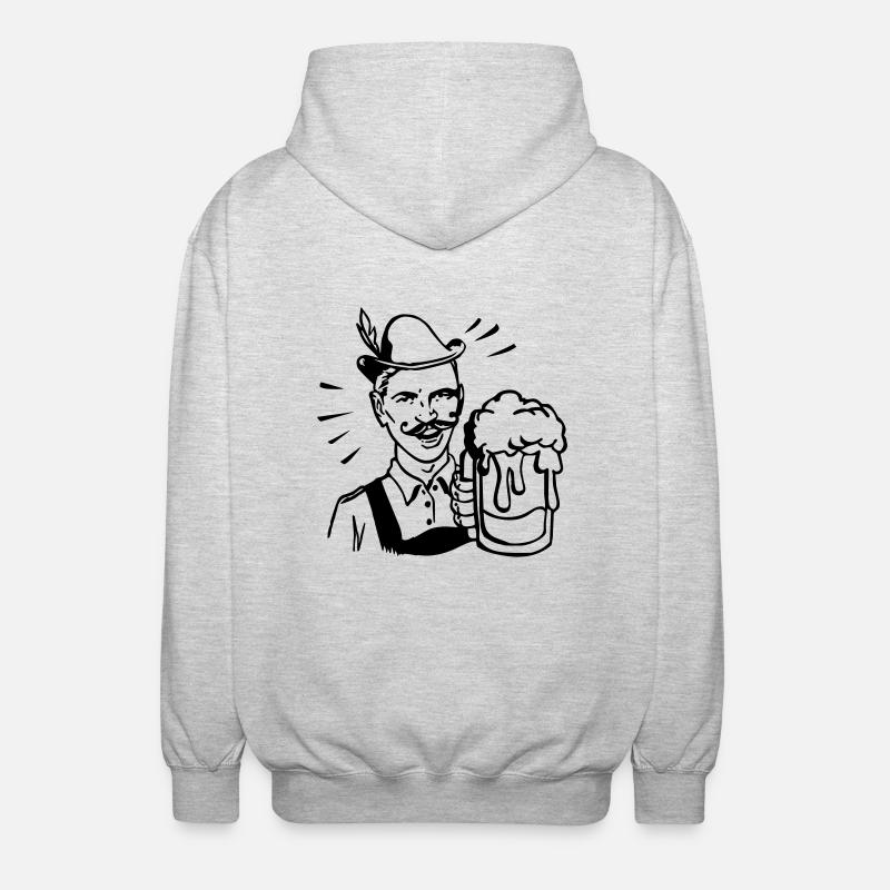retro guy with beer - Unisex Kapuzenjacke - Hellgrau meliert