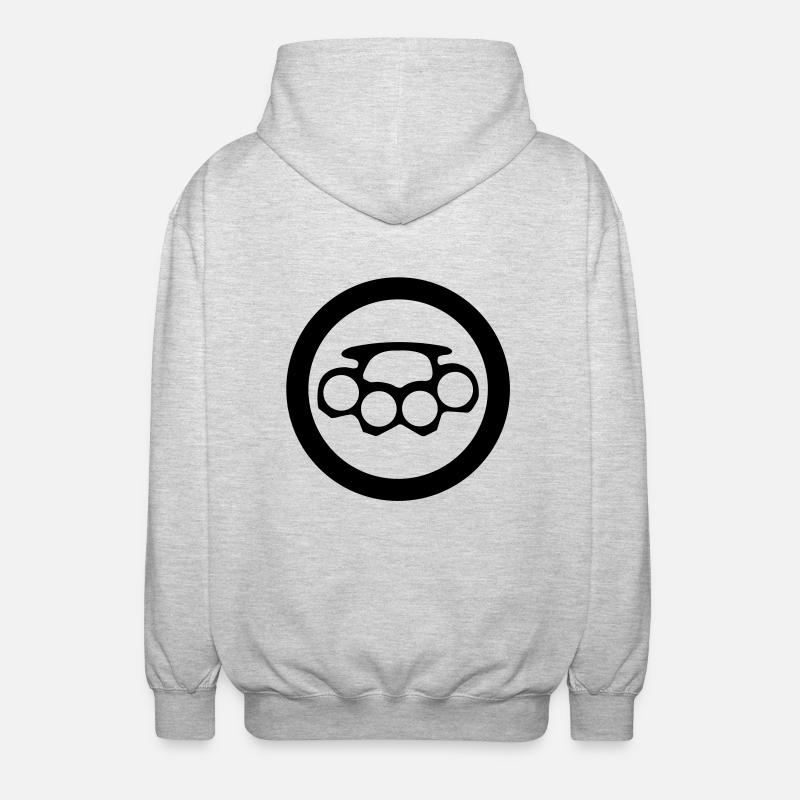 schlagring icon - Unisex Kapuzenjacke - Hellgrau meliert