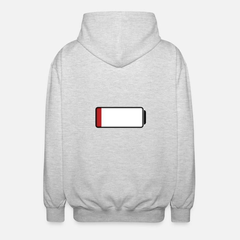 Battery (low / empty - 10%) - Unisex Kapuzenjacke - Hellgrau meliert