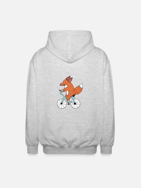 Lustiger Fahrrad Fuchs, Rad fahren E Bike Geschenk - Unisex Kapuzenjacke - Hellgrau meliert