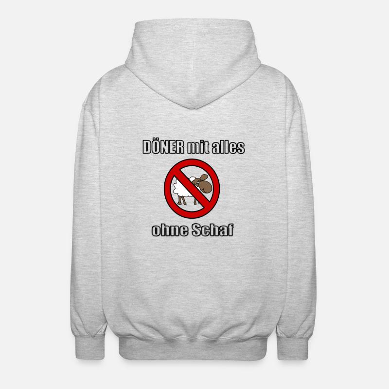 Döner mit alles ohne Schaf - Unisex Kapuzenjacke - Hellgrau meliert