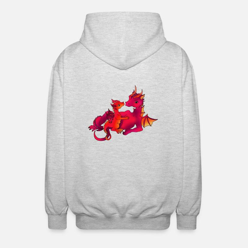 Maman dragon avec bébé rose - Veste à capuche unisexe - gris clair chiné