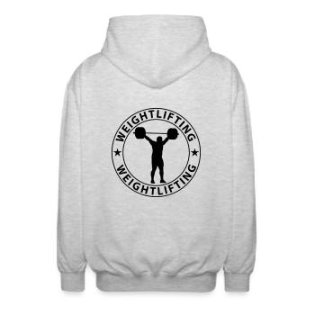 Weightlifting - Unisex Hooded Jacket - light heather grey - Back - AI Model Male 185 light (185cm)