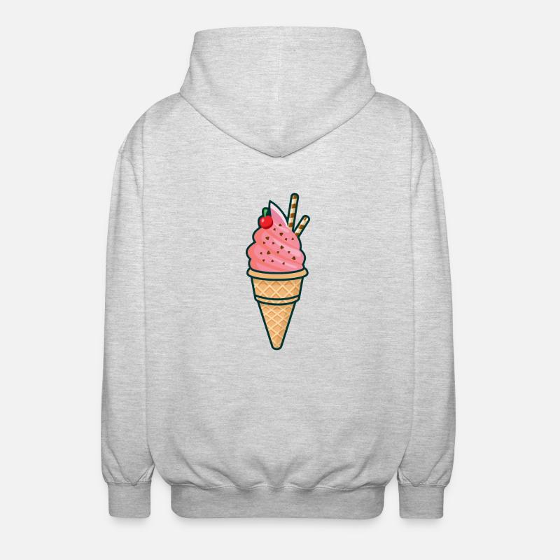 Eiscreme, Eis, Sommer, Sonne - Unisex Kapuzenjacke - Hellgrau meliert