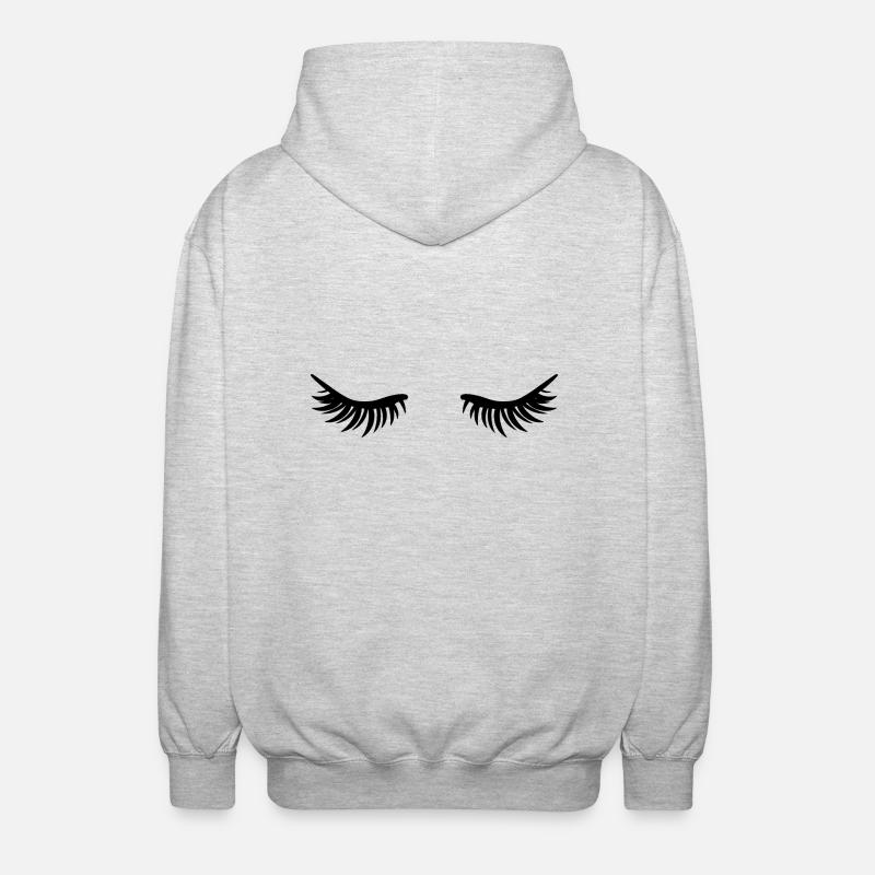 Stängda ögon - ögonfransar - Luvjacka unisex - ljusgråmelerad