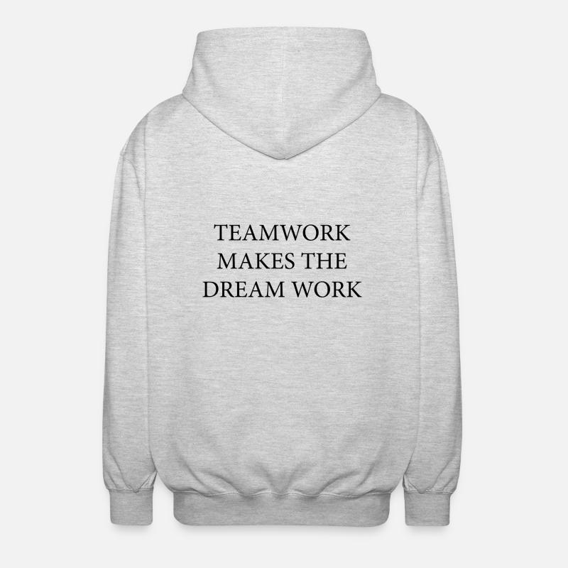Teamwork Dream Work - Unisex Hooded Jacket - light heather grey