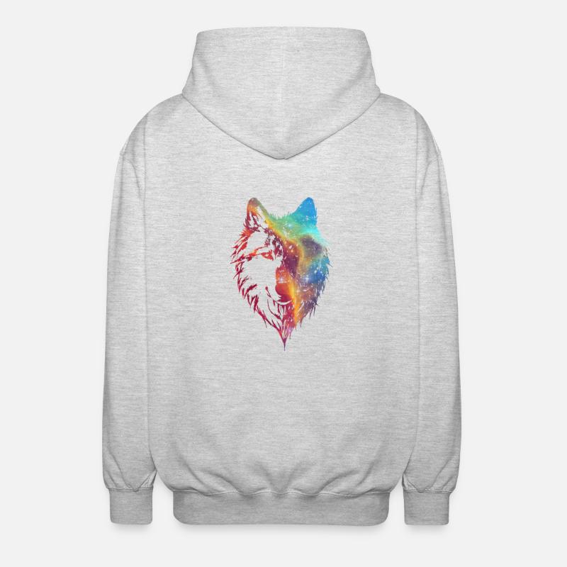 Cosmic Wolf - Unisex Kapuzenjacke - Hellgrau meliert
