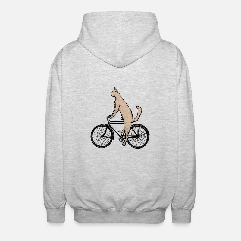 Chat sur le vélo - Veste à capuche unisexe - gris clair chiné