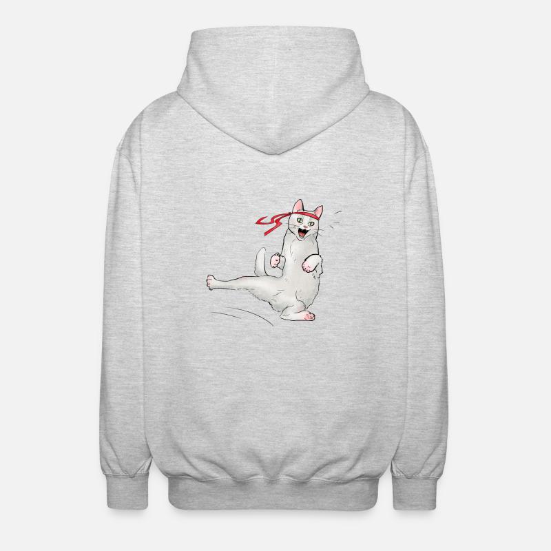 Chat au karaté - Veste à capuche unisexe - gris clair chiné