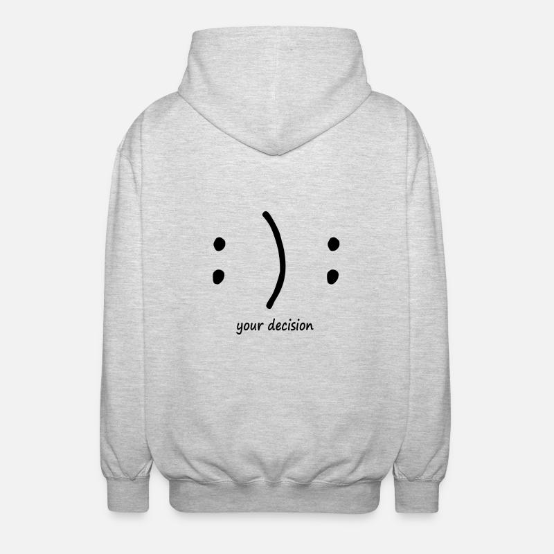 glücklich oder traurig? Emotionen Smiley - Unisex Kapuzenjacke - Hellgrau meliert