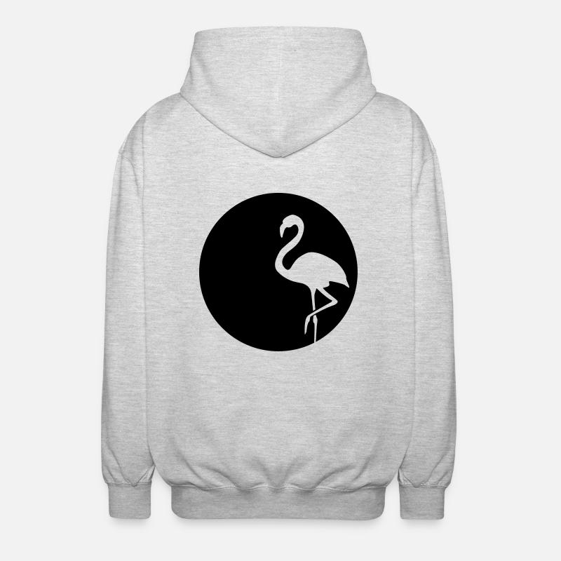Flamingo Silhouette Moon - Unisex Hooded Jacket - light heather grey