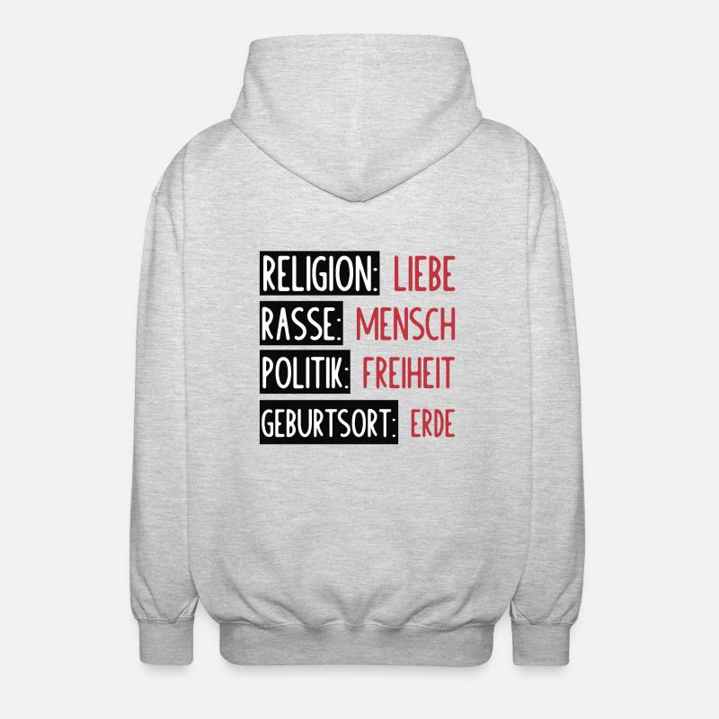 Statement - Keine Trennung oder Spaltung - Unisex Kapuzenjacke - Hellgrau meliert