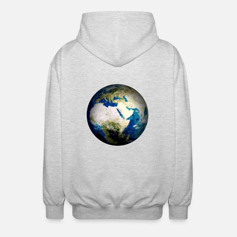 Weltkugel Erde - Unisex Kapuzenjacke - Hellgrau meliert