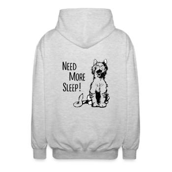 Need More Sleep - Chat - Jour du Chat - Sommeil - Veste à capuche unisexe - gris clair chiné - Dos - AI Model Male 185 light (185cm)