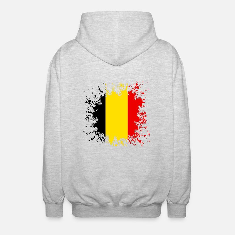 Éclaboussures de couleur drapeau Belgique - Veste à capuche unisexe - gris clair chiné